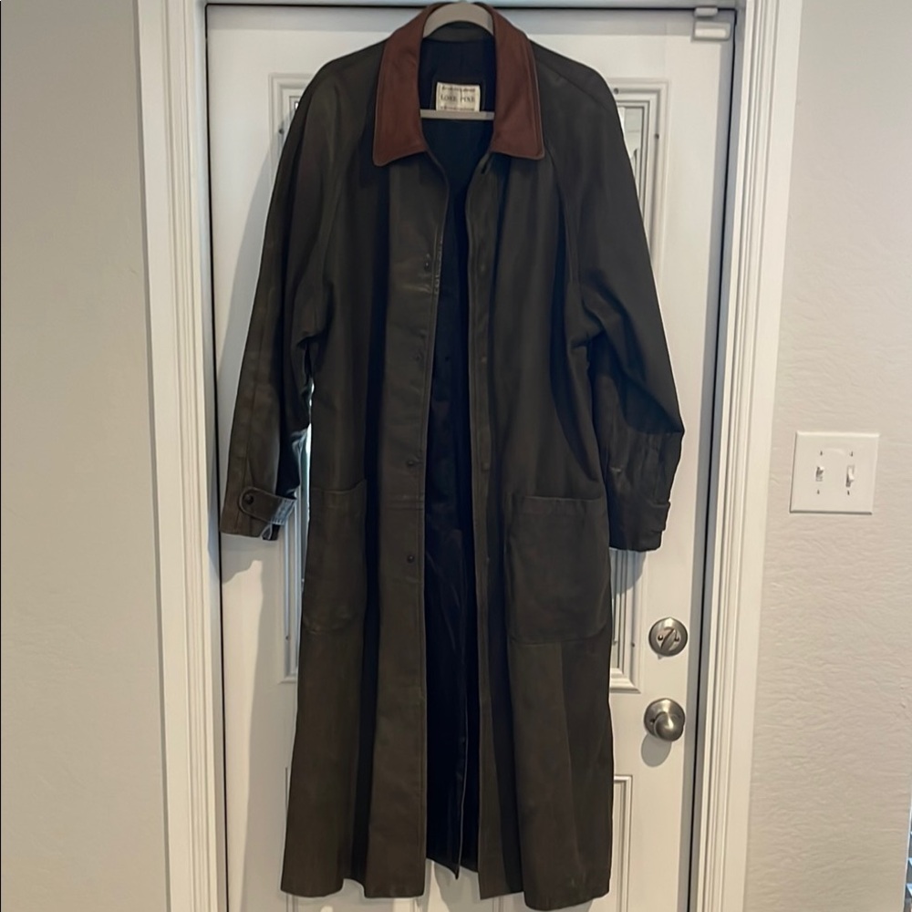 Dark Green 100% Leather Trench or Slicker